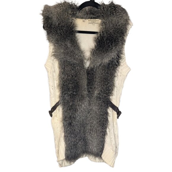 Guess ViVi Sweater Faux Fur Sweater Vest Sz L - Picture 3 of 9